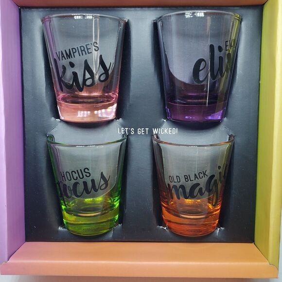 Two's Company Novelty Halloween Shot Glass Set NEW Party Hocus Pocus Vampire - Picture 4 of 7